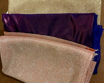 Lot of Fancy Sparkly Glitter Remnant Special Occasion Fabrics Peach Lavender Magenta Gold
