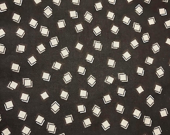 black with gray square pattern geometric retro 80s style fabric 2 yards 44” wide