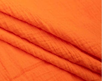 Orange Cotton Bubble Gauze Fabric 1 yard Piece 60” wide Lightweight Summer Fabric