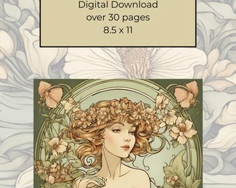 Art Nouveau Floral Fairy Junk Journal Digital Kit