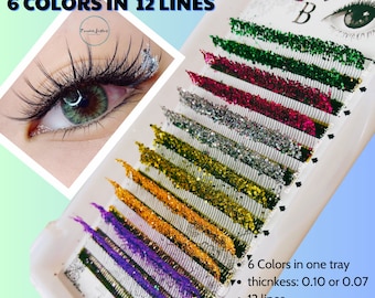 Glitter lash tray, 12 line, mixed colors