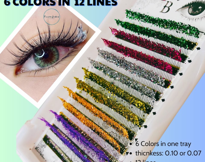 Glitter lash tray, 12 line, mixed colors
