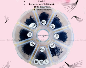 L Curl 8D Volume Lashes, L curl premade fans to Achieve the Perfect Fox Eyes, Cat's Eye, and Perma-Eyeliner Look