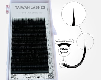 Double Split Tips Ellipse Lash 0.15, Flat Lash Trayfor Darker, Dramatic, and Weightless Eyelash Extensions