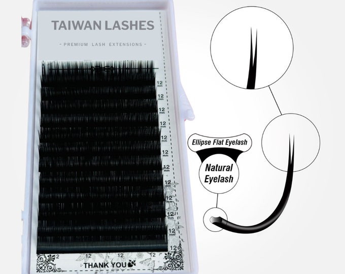 Double Split Tips Ellipse Lash 0.15, Flat Lash Trayfor Darker, Dramatic, and Weightless Eyelash Extensions