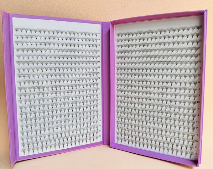 XXL 12D, 0.03 Mix tray, 12d premade fans eyelash extensions, mix lengths, ~950 fans each box