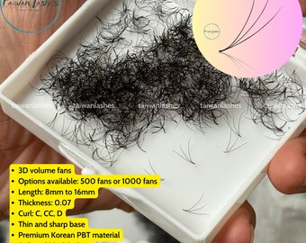 3d premade fans eyelash extensions 0.07 1000 fans mix lengths