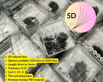 5D Premade Fans Eyelash Extensions Premade Lash Fans Mixed Length Promade Loose Fans Thin Base Premade Volume Lash Extensions 1000 fans