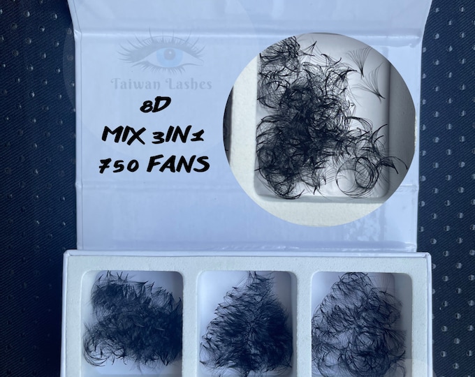 MIX 3 IN 1 | 8D | 750 eyelash premade fans