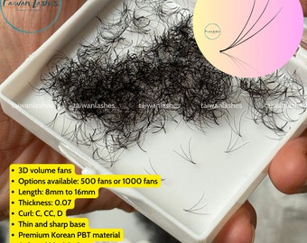 3D Premade Eyelash Extensions 0.07, 500/1000 Fans