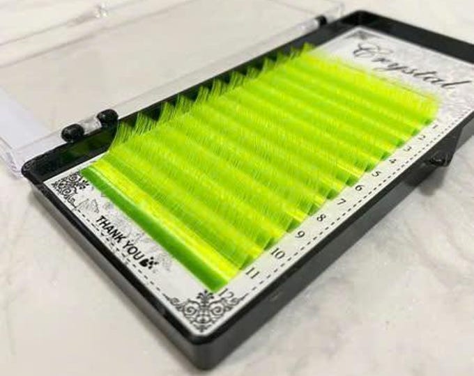 olored Lash Extensions – 4 Stunning Green Shades: Kingfisher, Moss, Light & Neon Green