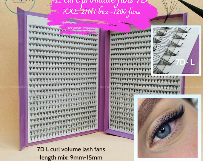L curl M curl pre-made volume lashes 5D 7D 9D mix length XL XXL tray for cat eye fox eye lash styles