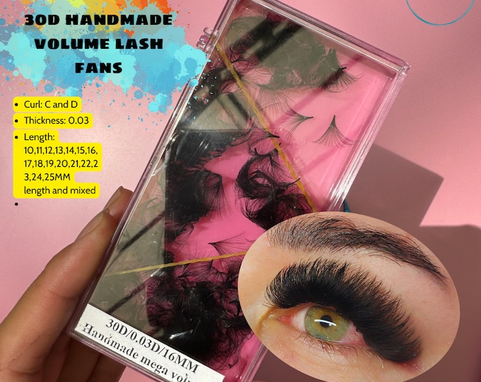 HANDMADE medium wide Mega fans 20d 30d to achieve mega volume FLUFFY sets (~500 fans/ box)