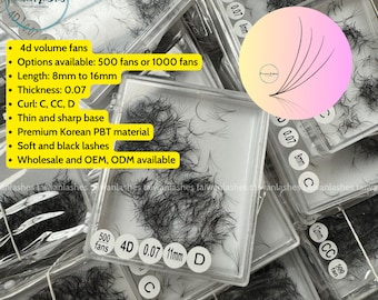 4D premade fans lash extensions 500 fans 1000 fans mix length available