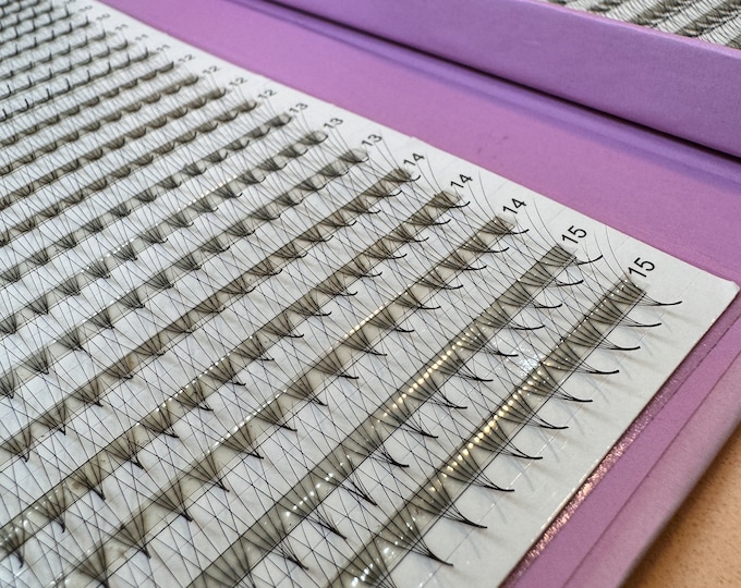 XXL 5D, 0.07 Mix tray, 5d premade fans eyelash extensions, mix lengths, ~1200 fans each box