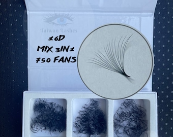 MIX 3 IN 1 | 16D | 0.03 | 750 eyelash premade fans