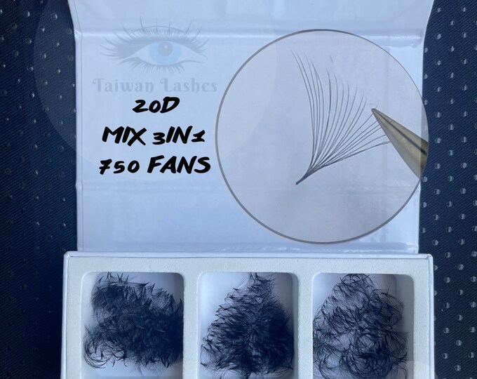 MIX 3 IN 1 | 20D | 0.03 | 750 eyelash premade fans