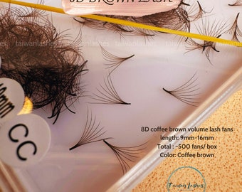 BROWN COLOR Lashes 8D, 0.07, 500 fans each box