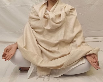 Raw Silk Yoga Shawl, Handmade Raw silk Meditation shawl