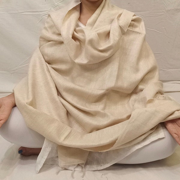 Raw Silk Yoga Shawl, Handmade Raw silk Meditation shawl