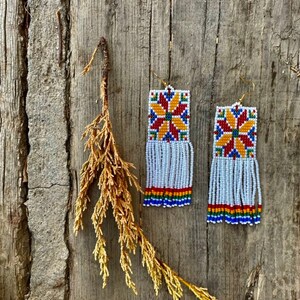 Traditional Beaded Earrings Square Fringe Earrings Ethnic Long - Etsy