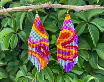 Abstract colorful earring Pride Earrings, Rainbow Fringe Earrings, Pride Dainty Earrings, Rainbow Gay Earrings, Pendant Gay Progress