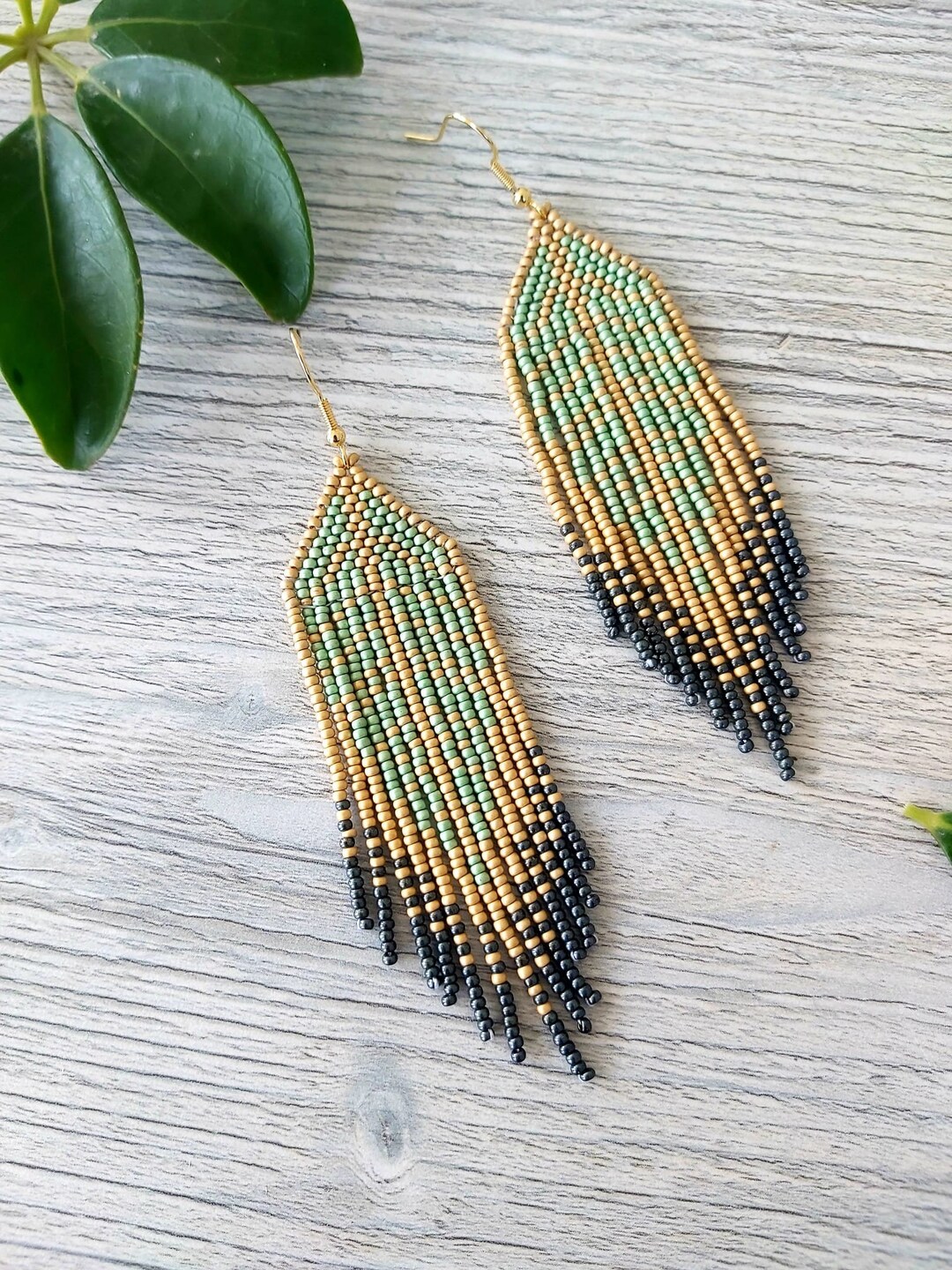 Gold Beaded Fringe Earrings Seed Bead Earrings Dangle Boho Earrings ...