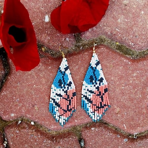 Ivy beaded fringe earrings seed bead earrings dangle boho earrings chandelier earrings native beaded earrings colorful earrings
