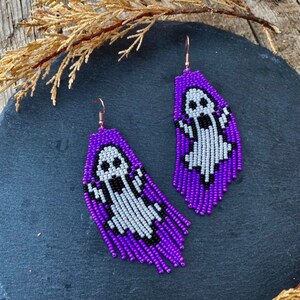 Violet Halloween earrings, Halloween ghost, Halloween gift, ghost earring, gothic earring, halloween jewelry, gothic jewelry image 2