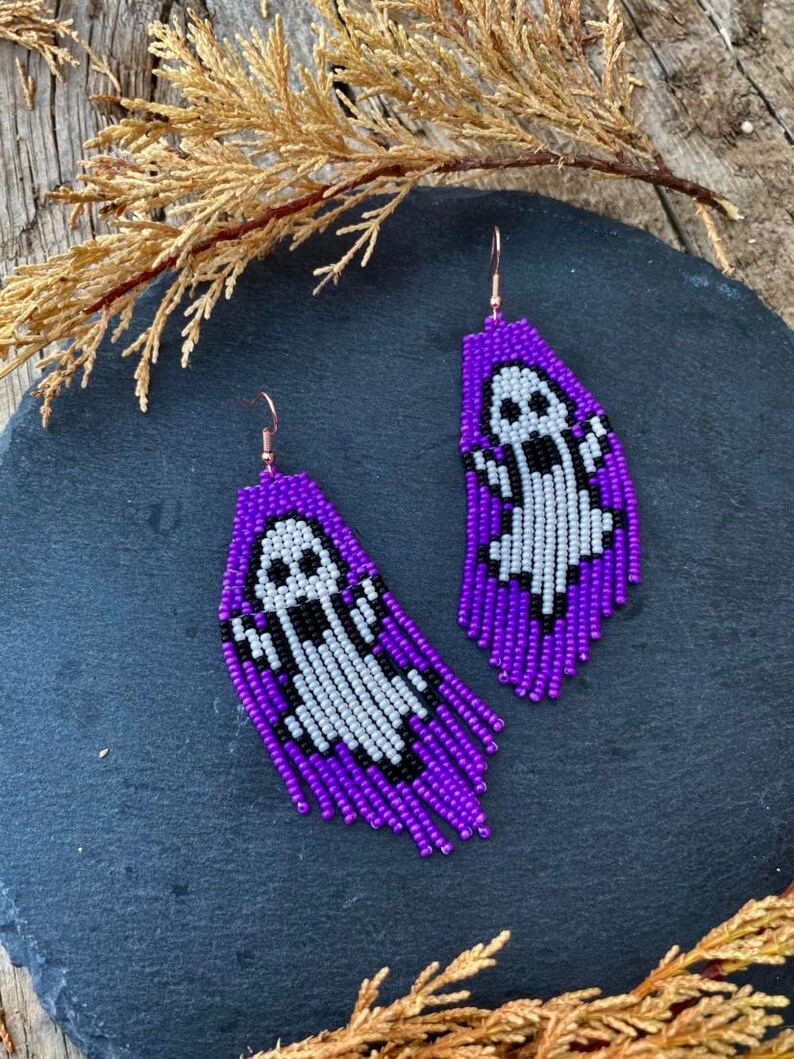 Violet Halloween earrings, Halloween ghost, Halloween gift, ghost earring, gothic earring, halloween jewelry, gothic jewelry image 2