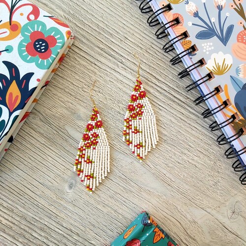 Small Spring Beaded Fringe Earrings Seed Bead Earrings Dangle Etsy