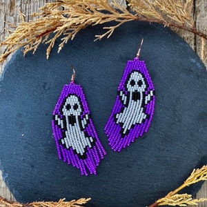 Violet Halloween earrings, Halloween ghost, Halloween gift, ghost earring, gothic earring, halloween jewelry, gothic jewelry image 1