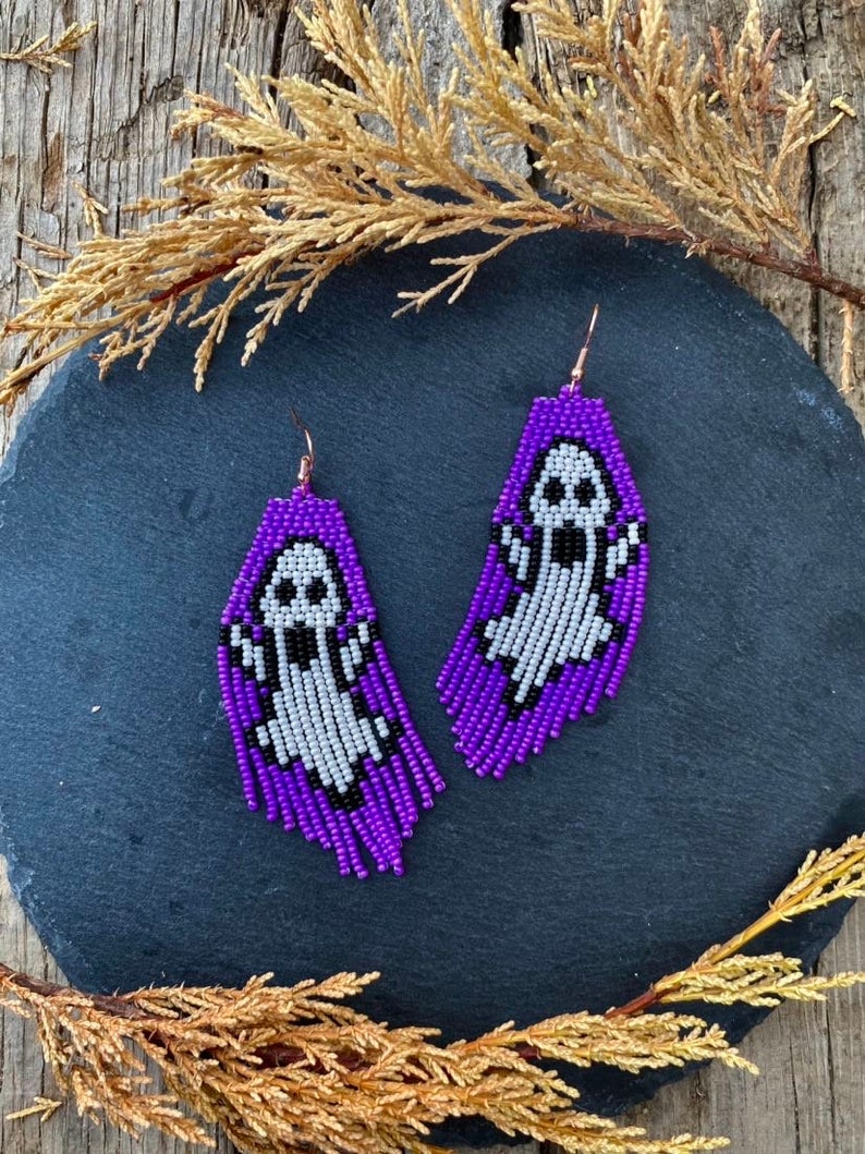 Violet Halloween earrings, Halloween ghost, Halloween gift, ghost earring, gothic earring, halloween jewelry, gothic jewelry image 1