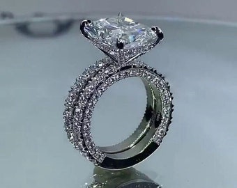 5.00 Ct Radiant Moissanite Engagement Ring, Radiant Bridal Ring Set, Wedding Ring Set, Summer Jewelry, Valentine gift.