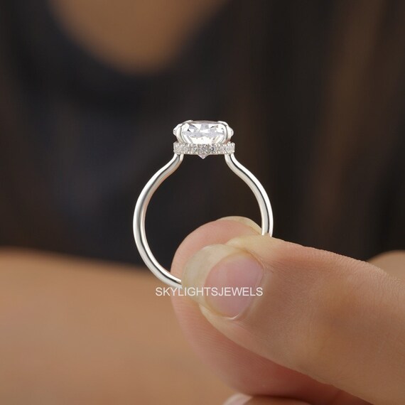 2 CT Pear Cut Engagement Ring Solitaire Pear Shaped Hidden Etsy