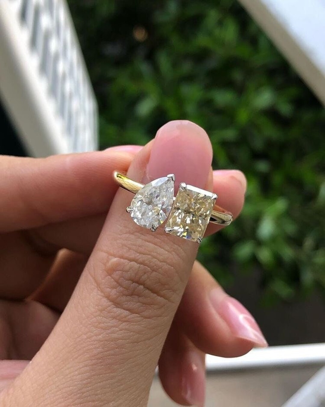 Custom Toi Et Moi Ring Lab Created Engagement Ring Two Stone - Etsy