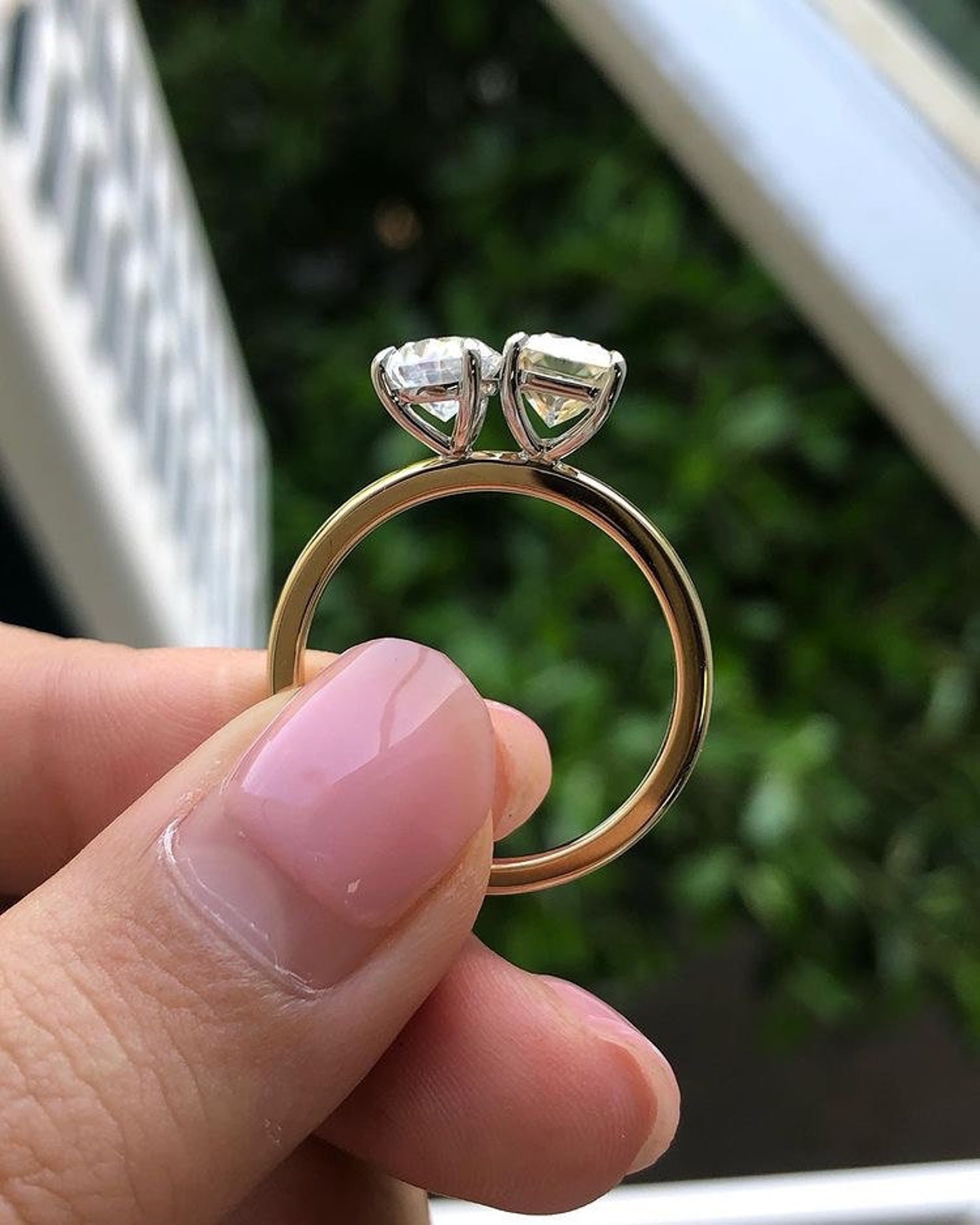 Custom Toi Et Moi Ring Lab Created Engagement Ring Two Stone - Etsy