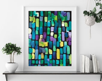 Colourful Abstract Patterns Printable Aquarelle Painting Wall Art Digital Print Minimalist Decoration Instant Digital Download