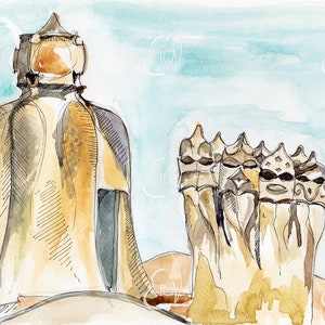 Casa Mila Barcelona Printable Art | Watercolor Painting | Travel Sketch Art | Spain Landscape Wall Decor | Digital Art | Instant Download