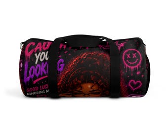 Bolsa de lona Afro Girl Graffiti / Arte callejero neón, rosa y morado