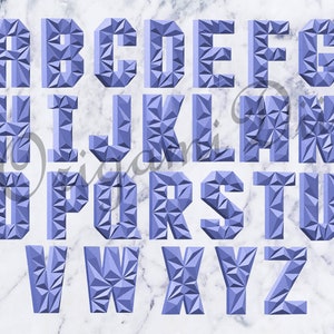 English alphabet low poly 3D Papercraft