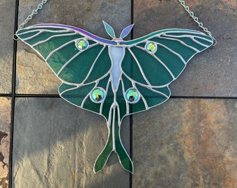 Stained glass Luna Moth