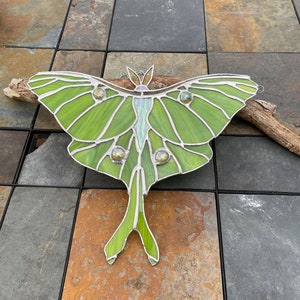 Stained glass Luna Moth