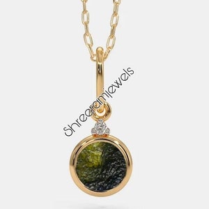 Raw Moldavite Sterling Silver Pendant: Anniversary Jewelry Gift