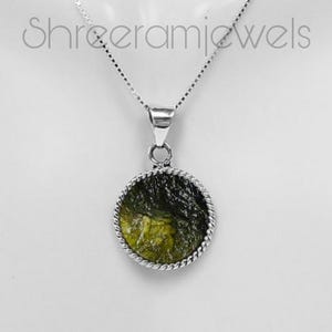 Colgante de moldavita en oro de 14 quilates: joyería de plata de ley con alta vibración