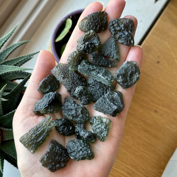 Raw Moldavite Crystal: Natural Czech Tektite Gemstone Israel