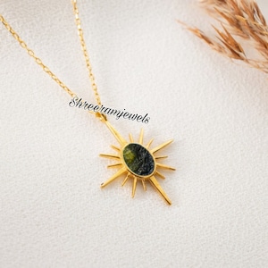 Raw Moldavite Sterling Silver Pendant: Anniversary Jewelry Gift