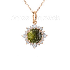 Raw Moldavite Gemstone Pendant: Sterling Silver Anniversary Jewelry