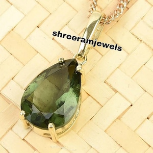 Natürlicher Moldavit Edelstein Anhänger: Sterling Silber Jubiläumsschmuck