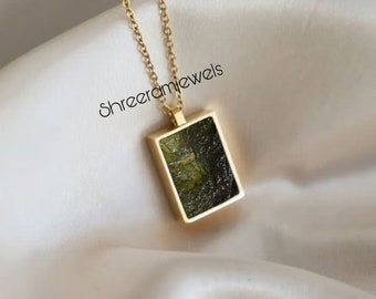 Natural Raw Moldavite Gemstone Pendant in Sterling Silver | Anniversary Gift | Women&#39;s Jewelry | Gift For Her | Silver Jewelry |